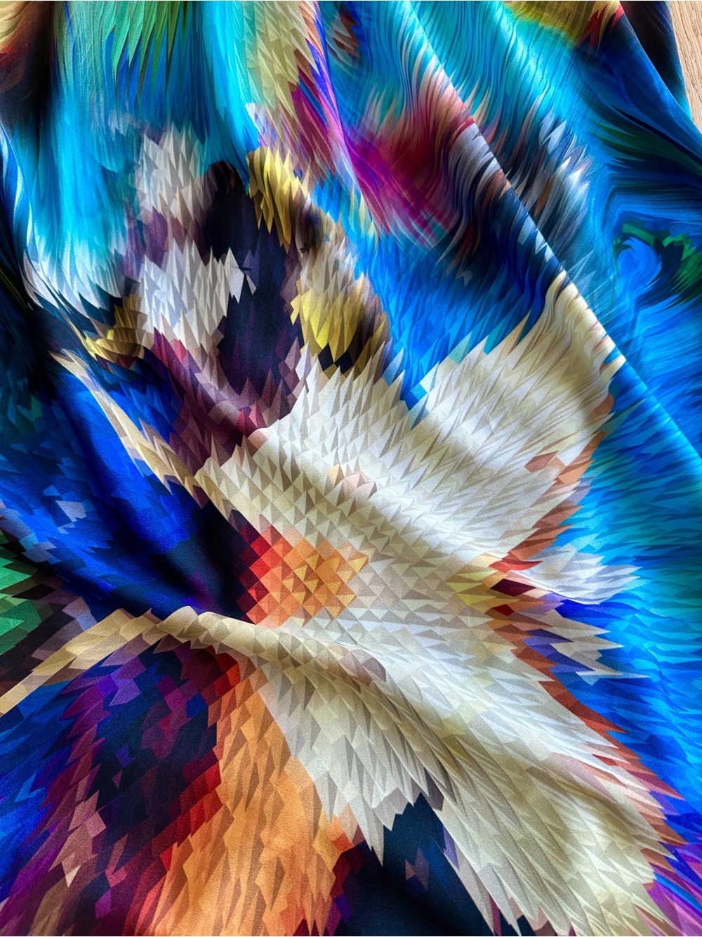 Blue Multicolor Abstract Beaded Halter Maxi Dress - Anthropologie - Picture 7 of 11